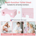 7inches Foldable Toilet Stool (Pink), Ergonomic Squatting Aid with Non-Slip Feet for Improved Bowel Movement, A Good Helper to Effective Relief of Constipation, Easy to Storage Toilet Squat Stool