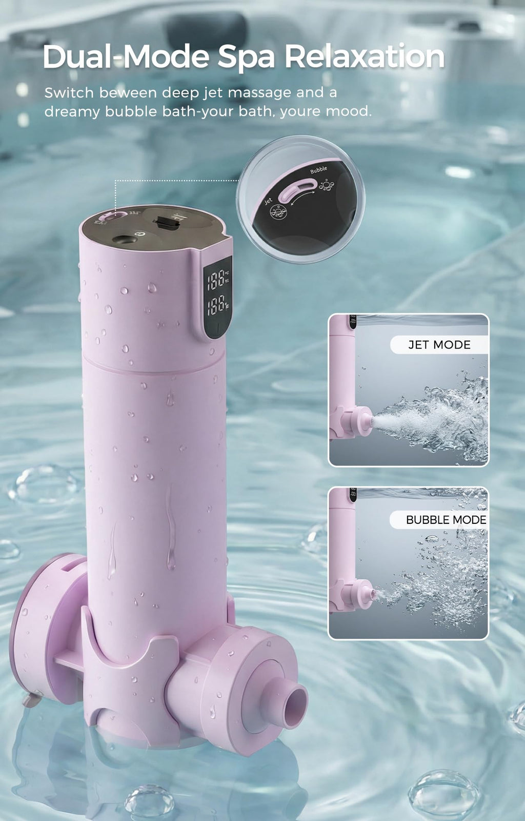 Bath Jet Spa for Bathtub, Rechargeable Cordless Portable Bathtub Jet for Tub with Vacuum Suction Lock, Jet and Bubble Mode, Gift Set