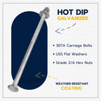 3/8" x 12" (50 Pack) Galvanized Carriage Bolt Kit, Grade 307A, Hot Dip Galvanized for Exterior Use by Makers Bolt