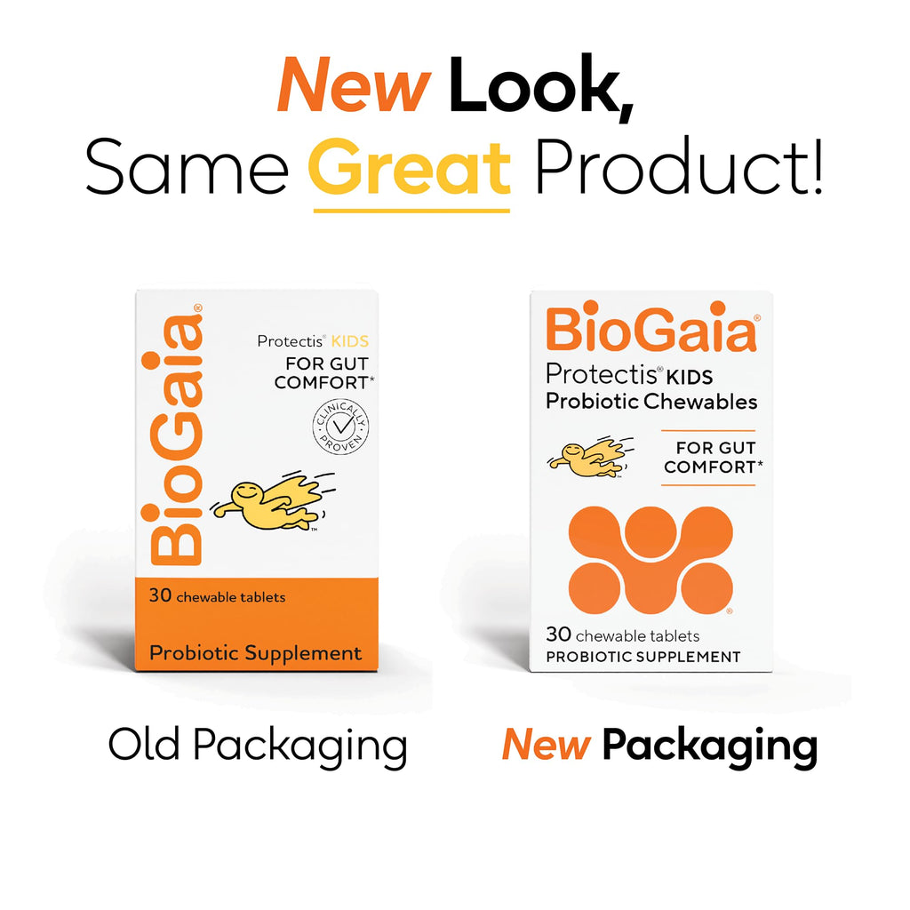 BioGaia Protectis Chewable Tablets for Toddlers, Kids, and Teens Occasional Stomach Pain, Constipation, Diarrhea, and Regularity, 30 Tablets, 2 Pack