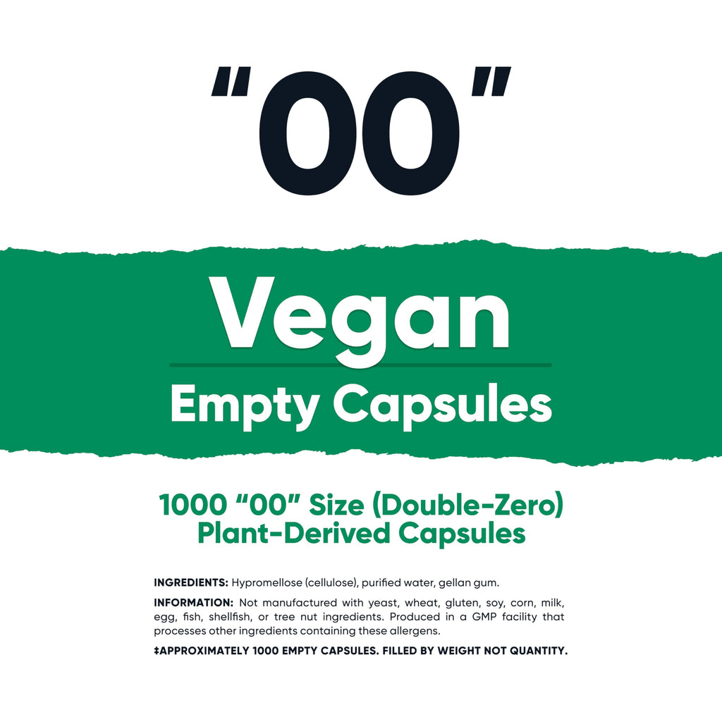 Nutricost Empty Capsules Size 00 Vegan - 1,000 Clear Empty Plant-Based Capsules - Kosher Certified, Halal Certified, Non-GMO, Soy Free, Gluten Free, Vegetarian
