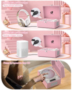 CD Player with Stereo Speakers, Wireless Bluetooth Input/Output Transmission, Rechargeable Battery, USB Retro CD Player Desktop for Home Party Decorations - Pink
