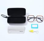 BIGGY Oversized Square Blue Light Blocking Glasses - Ultralight Anti Eyestrain | Reduce Eye Strain Nerd Glasses, Reading book/TV/Computer/Gaming Frames for Women Men, Anti UV (rectangle leopard)