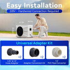 AQUASTRONG Inverter Swimming Pool Heat Pump,Pool Heater for Above Ground and Inground Pool Heating Smart WiFi Control and Cooling Pool Heater Pools Up to, 26000 Gallons