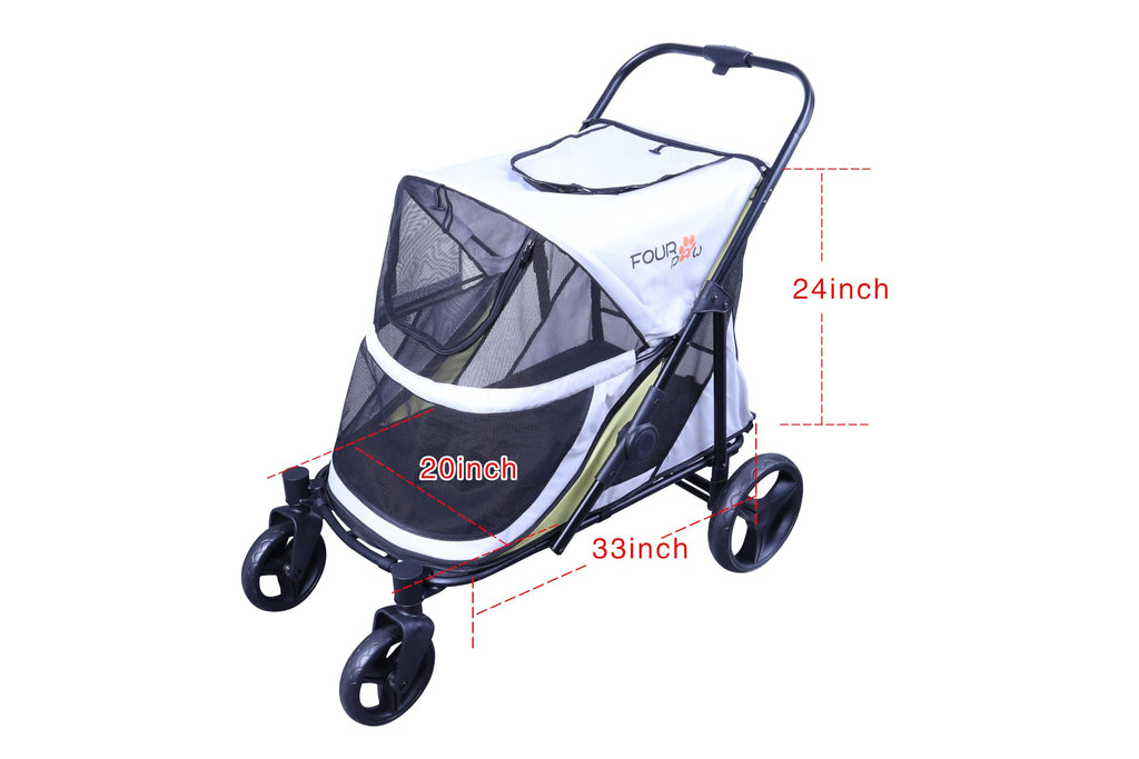 FOURPAW Dog Stroller for Medimu/Large Dogs - Easy Fold Dual Entry Pet Stroller with One-Foot Brake,Ideal up to 80 lbs.
