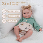 BABESIDE 3-in-1 Interactive Reborn Baby Dolls with Breathe Heartbeat Coos, 20Inch Soft Vinyl Poseable Realistic Baby Dolls Cute Smiling Real Life Baby Doll for 3+ Years Old Girls