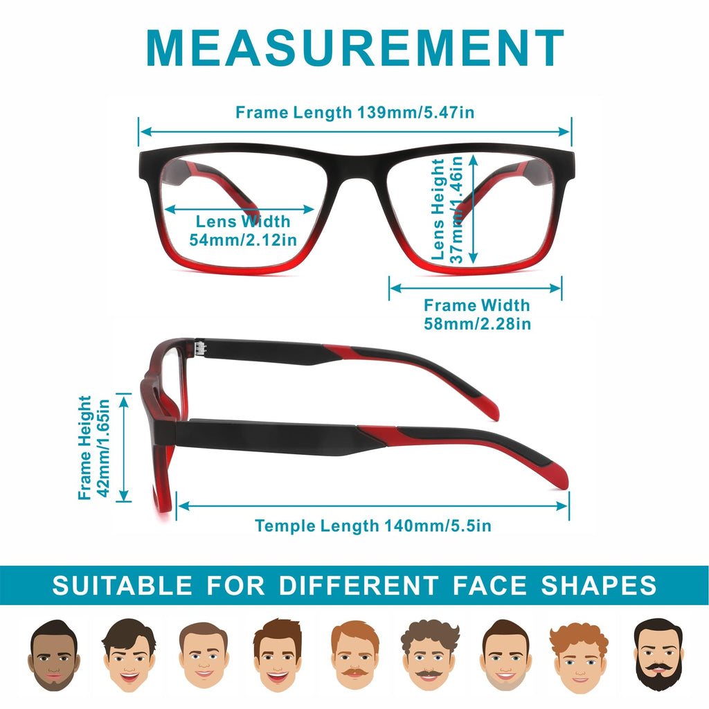 acavefox 4 Pack Reading Glasses 1.0 Men Readers Computer Blue Light Blocking Fashion Comfortable Eyeglasses with Spring Hinge