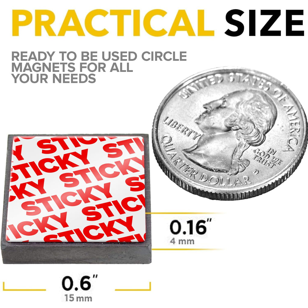 Strong Ceramic Square Adhesive Magnets, 0.6x0.16 (15x4mm), 20 Pcs