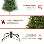 Hykolity 7.5 ft Prelit Christmas Tree with Realistic PE Foliage