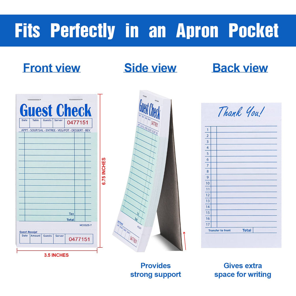 Methdic Guest Checks Server Note Pads 1000 Orders Waitress Notepad for Restaurants (20 Books)