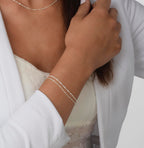 Annika Bella Double Stranded Sterling Silver Bracelet for Women, Dainty Waterproof Chain Bracelet for Women, Teen (Twirl & Satellite Chains)
