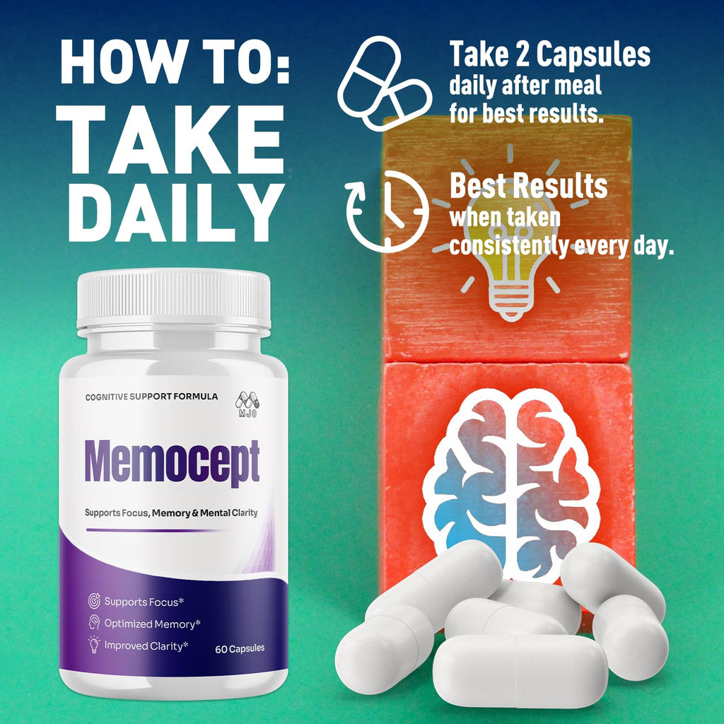 Memocept Capsules, Official Memocept Pills with All Natural Ingredients, Advanced Vitamin Supplement Pills Supporting Health and Wellness, Maximum Strength Formula Crafted in the USA (60 Capsules)