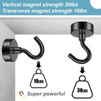 FINDMAG 100 Pack 30 LBS Magnetic Hooks Neodymium Magnet Hooks for Hanging, Magnetic Hooks Magnets with Hook for Bathroom, Kitchen, Towel, Office, Garage, Black