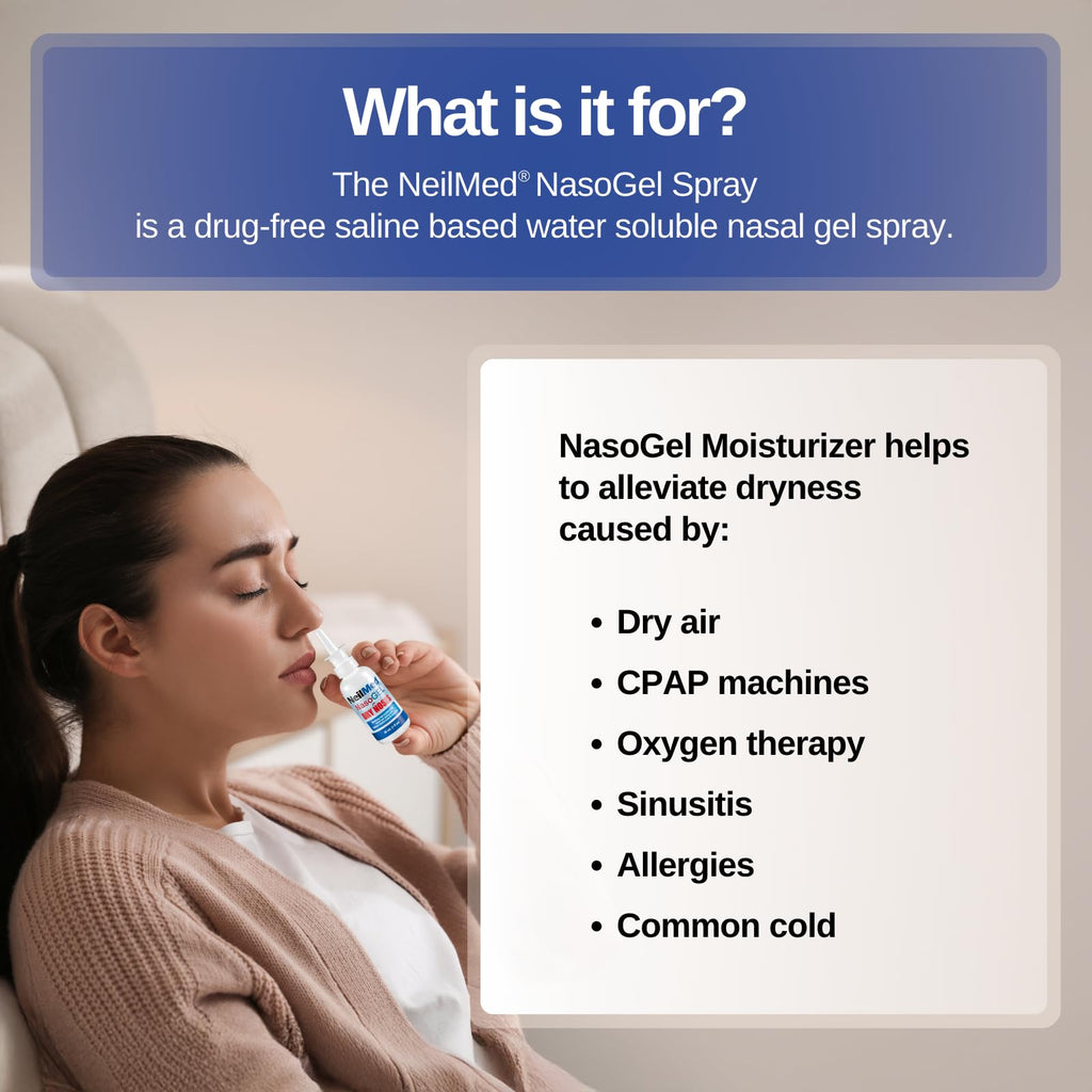 NeilMed NasoGel Drip Free Gel Spray for Dry Noses 30mL. Drug-Free Saline Based Water Soluble Nasal Gel Spray to Hydrate and lubricate Dry and Irritated Nasal passages (Pack of 2)