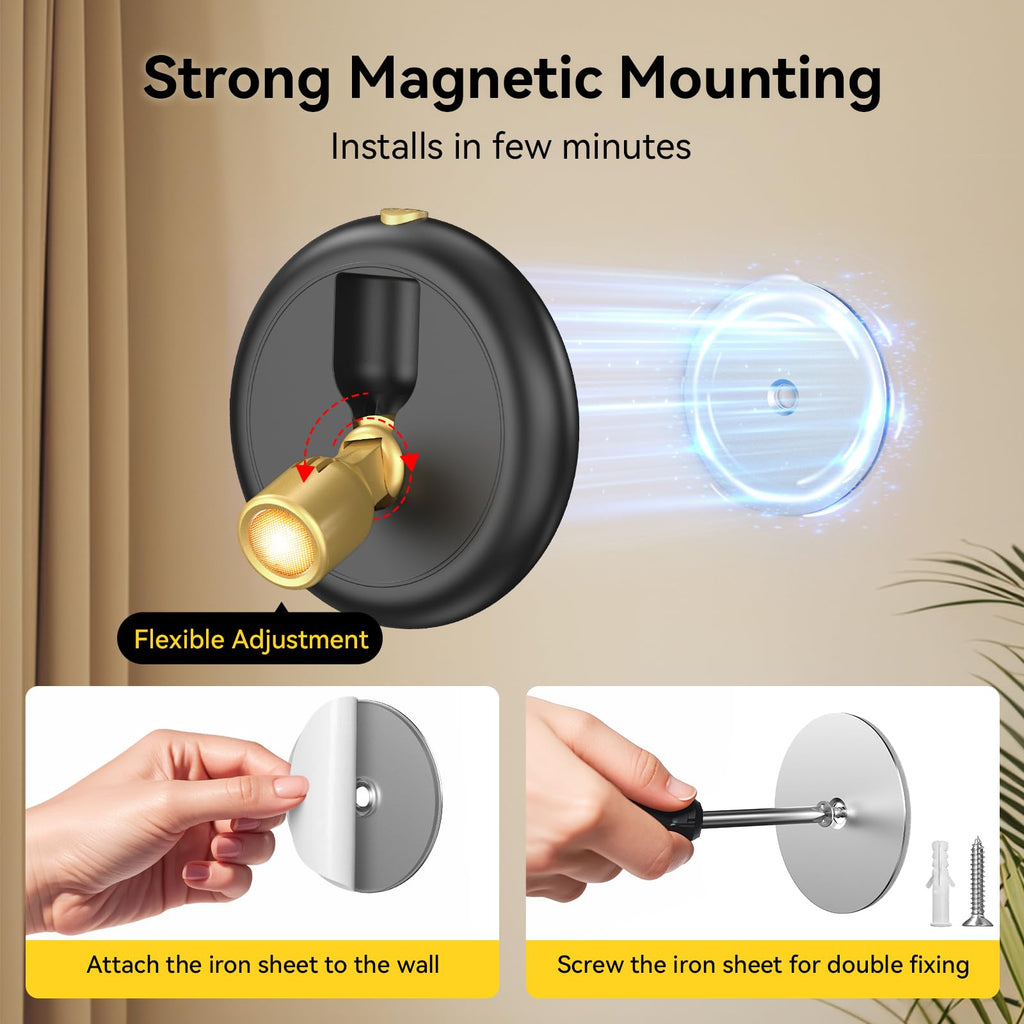Ler0ktr Rechargeable Battery LED Spotlight Indoor: Wireless Mini Art Accent Spot Lights with Timer Remote - Small Dimmable Uplight for Plants Display Painting Dartboard Artwork Portrait Closet