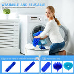 Tiumso Ceiling Fan Cleaner Dusters for Cleaning 6-in-1 Kit, Cobweb Duster with Extension Pole, 100 Inches High Ceiling Fan Blade Cleaners with 5 Reuseable Dusting Heads for Windows and Blinds- Blue