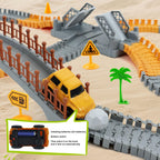TGJH Construction Race Car Track Set for Kids - Flexible Engineering Toys with 2 Electric Cars, Birthday Gift for 3 4 5 6 7 Year Old Boys, DIY Road Games Playset with 220+ PCS