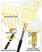 BlumeTrec 6.5FT Fruit Picker with Basket, Apple Picking Tool 35–77 Inch Adjustable Pole, Long-Handle Mango Grabber, Tree Fruit Catcher for Harvesting Lemon Pear Orange Avocado Peach Citrus Grapefruit