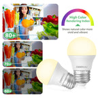 DEGNJU LED Refrigerator Light Bulb, 40W Equivalent, 120V, Fridge Light Bulb 2700K Soft White, A15 Appliance Bulb 5.5W for Freezer, 650LM, E26 Standard Base, 120V, Non-Dimmable, 4 Pack