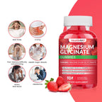 Magnesium Glycinate Gummies 1000mg, High Absorption Sugar Free Magnesium Potassium Supplement for Relaxation, Stress Relief, and Sleep Support for Adults & Kids - 180 Strawberry Gummies
