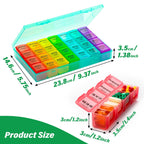 XL Large Weekly Pill Organizer 4 Times a Day, 7-Day Pill Boxes and Organizer AM PM, Big Compartments Pill Case, Monthly Medication Organizer 28 Days Dispenser for Fish Oils