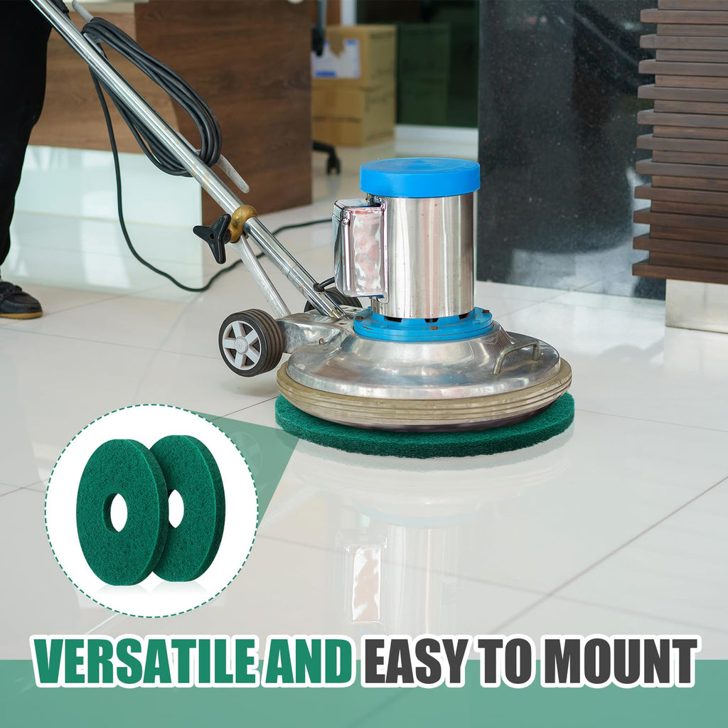 Teenyyou 5 Pcs 12" Cleaning Orbiter Pads Commercial Floor Buffer Pads Hardwood Floor Maintenance Scrubber Polisher Cleaning and Stripping for Orbiter Machine (Green)