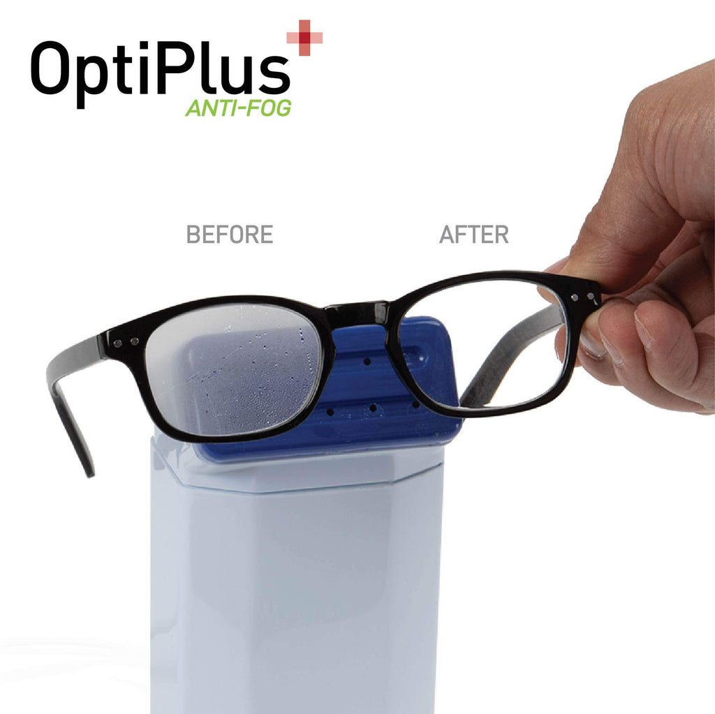 OptiPlus Anti-Fog Lens Cleaning Spray and Dual Microfiber Cloth | Streak-Free Cleaner and Defogging Spray for Glasses, Laptops Screens, Smart Phones, Optical Lens, Goggles, and Watch Screen l 2oz