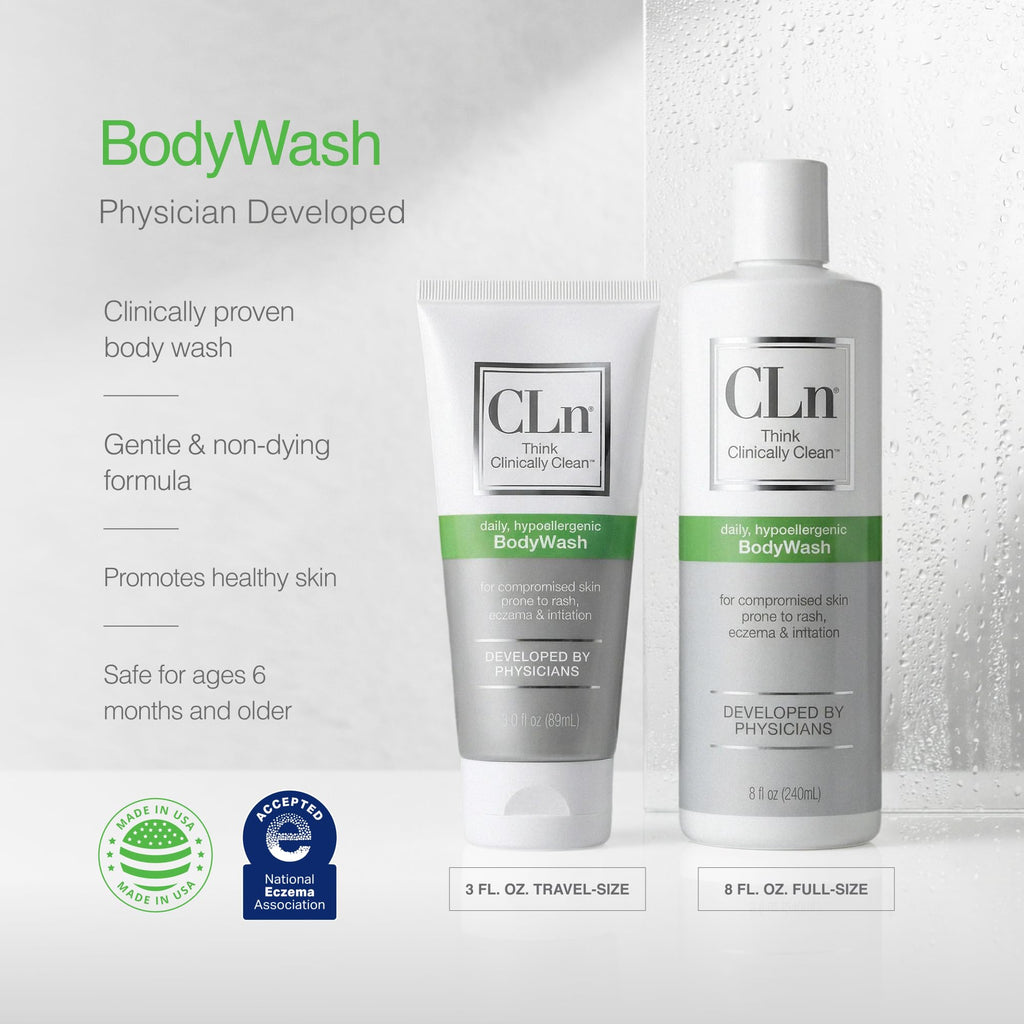 CLn® BodyWash - Non-Drying Body Wash, For Compromised Skin Prone to Eczema, Dermatitis, Rash & Hidradenitis Suppurativa, Fragrance-Free & Paraben-Free, 8 fl oz.