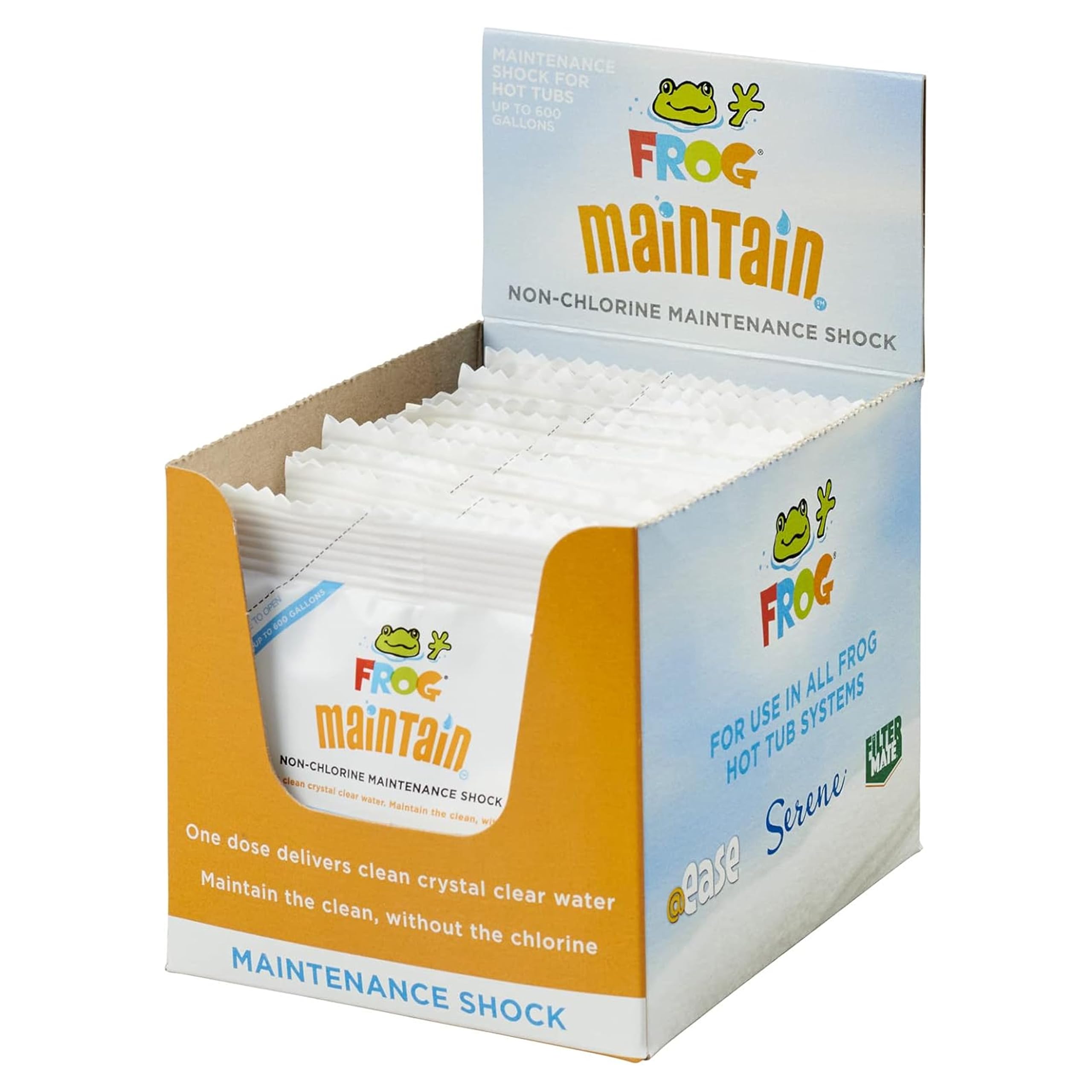 FROG Maintain for Hot Tubs - Non-Chlorine Shock for use with All Hot Tub FROG Sanitizing Systems - Single Dose Packets for Easy Hot Tub Maintenance & Treatment - 12 Pack