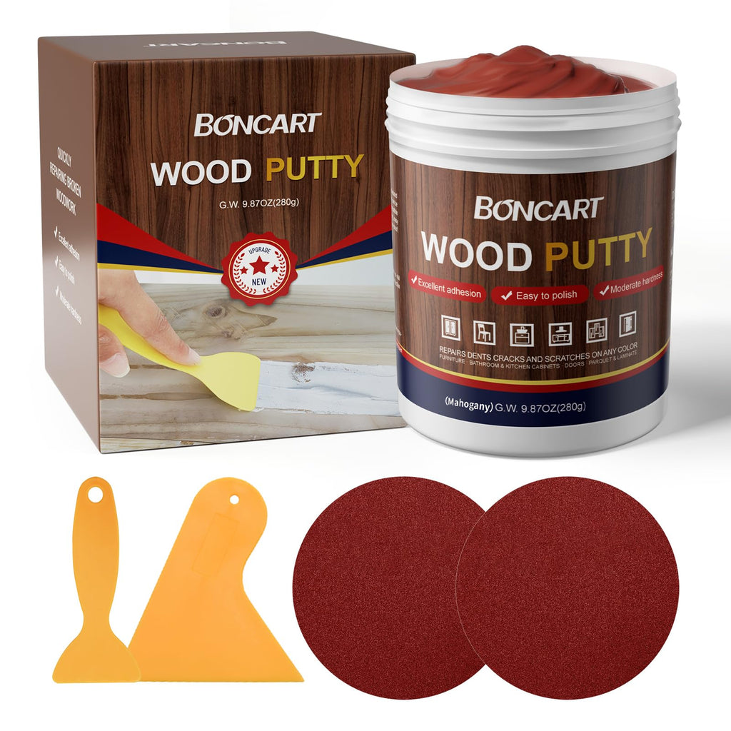 BONCART Mahogany Wood Filler,Paintable, Stainable, Sandable, Wood Putty can Quickly Repair Holes, Cracks, Chips, Damage, and Scorched Areas of Wooden Furniture