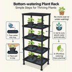 RooTrimmer 5-Tier Seed Starter Trays, Plant Stand, with Bottom-Watering Design– Reinforced Thickened Shelf for Small Pots, Balcony/Indoor Seed Starting & Greenhouse, Black
