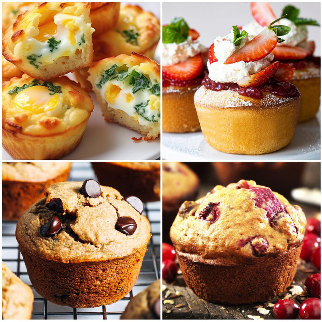 CAKETIME 12 Cups & 24 Cups Silicone Muffin Pan with Metal Frame, Regular & Mini Muffin Pan Set for Baking 2 Pack
