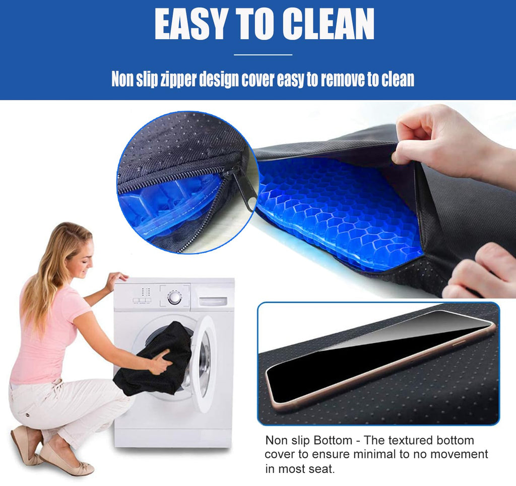 Gel Seat Cushion - 17x17 inch Extra Large Egg Seat Cushion Chair Pads with Non-Slip Cover for Sciatica & Back Pain - Office Chair Car Seat Cushion - Coccyx Cushion for Tailbone Pain
