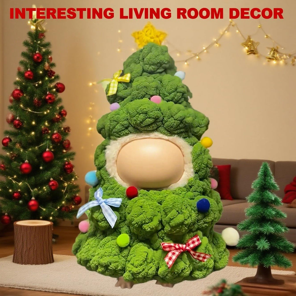 2026 New 17cm Doll Christmas Clothes, Handcrafted One-Piece Christmas Tree Figures Clothes - Poms and Bows (Green), Funny Cute Set Compatible with Standing Sitting 17cm Dolls