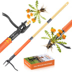 RexWeed Stand Up Weed Puller Tool, 4-Claw Steel Head Deep Root Extractor with Dual-Eject Design, Real Bamboo Long Handle & Metal Anti-Slip Pedal, No Bending Dandelion Remover for Garden Lawn Yard