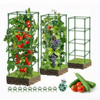 SHCCPPJ 3 Pack Tomato Cages, 42 Inch Heavy Duty Metal Square Tomato Cage for Raised Garden Bed, Rust-Proof Sturdy Tall Tomato Trellis Supports for Climbing Plants Outdoor with Clips Wire