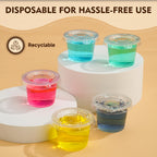 YEEHAW 100 Sets - 1 oz Jello Shot Cups with Lids, Portion Cups, Clear Disposable Plastic Jello Shot Cups for Meal Prep, Salad Dressing, Soufflé, Portion Containers