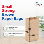 Duro 2# Brown Paper Lunch Bags 500 Count, Bulk Disposable Brown Paper Bags, SOS Small Lunch Bag for Candy, Snacks & Treats - 4.31 x 2.43 x 7.87 Inches