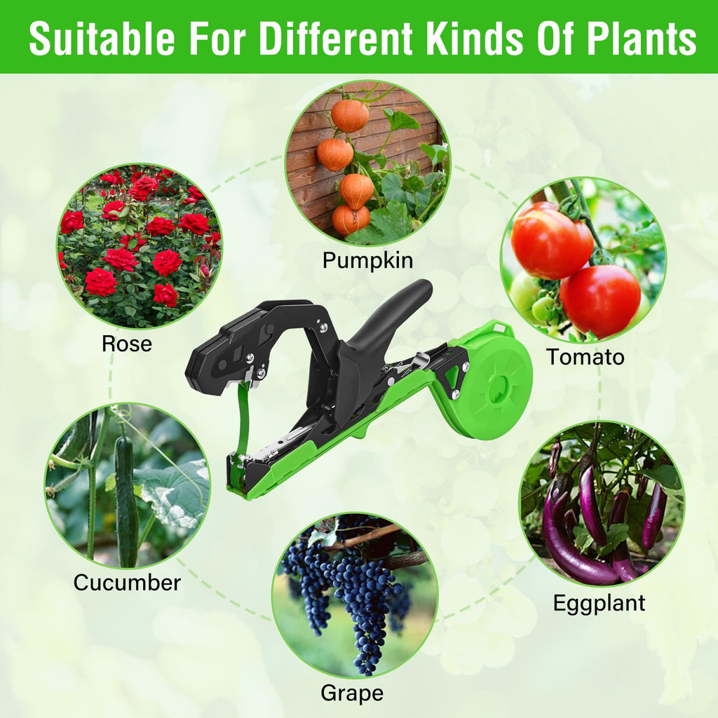 Audasi Plant Tying Machine Updated Plant Hand Tying Machine Plant Binding Machines Garden Tying Tool Tape Gun Plant Tie Machine with 10000 PCS Staples 20 Rolls Green Tape for Tomato Grape Pepper