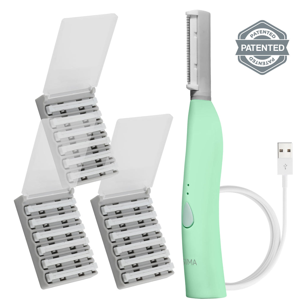 SPA SCIENCES - SIMA Patented Dermaplane Razor for Women Face – Painless 2-in-1 Facial Exfoliation & Peach Fuzz Hair Removal – Anti-Aging – 3 Speeds – Rechargeable – 21 Weeks Treatment