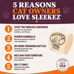 SleekEZ Cat Brush for Shedding - Deshedding Brush for Cats - Patented Grooming Tool for Removing Loose Fur, Undercoat & Hair - Made in USA - Works on Short, Medium & Long Coats
