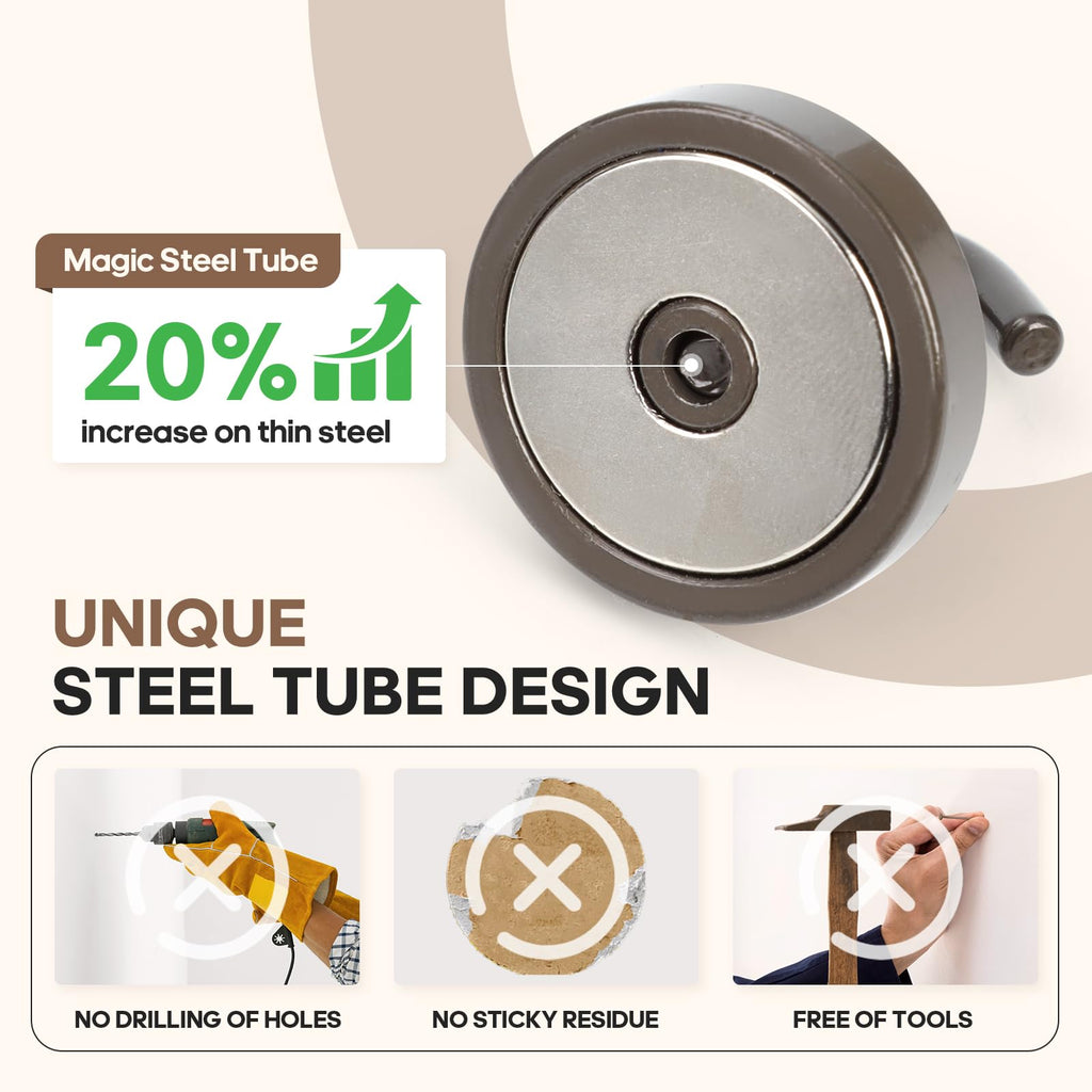 Neosmuk Magnetic Hooks Steel Tube Design for Cruise,130lb+ Grey,6 Pack
