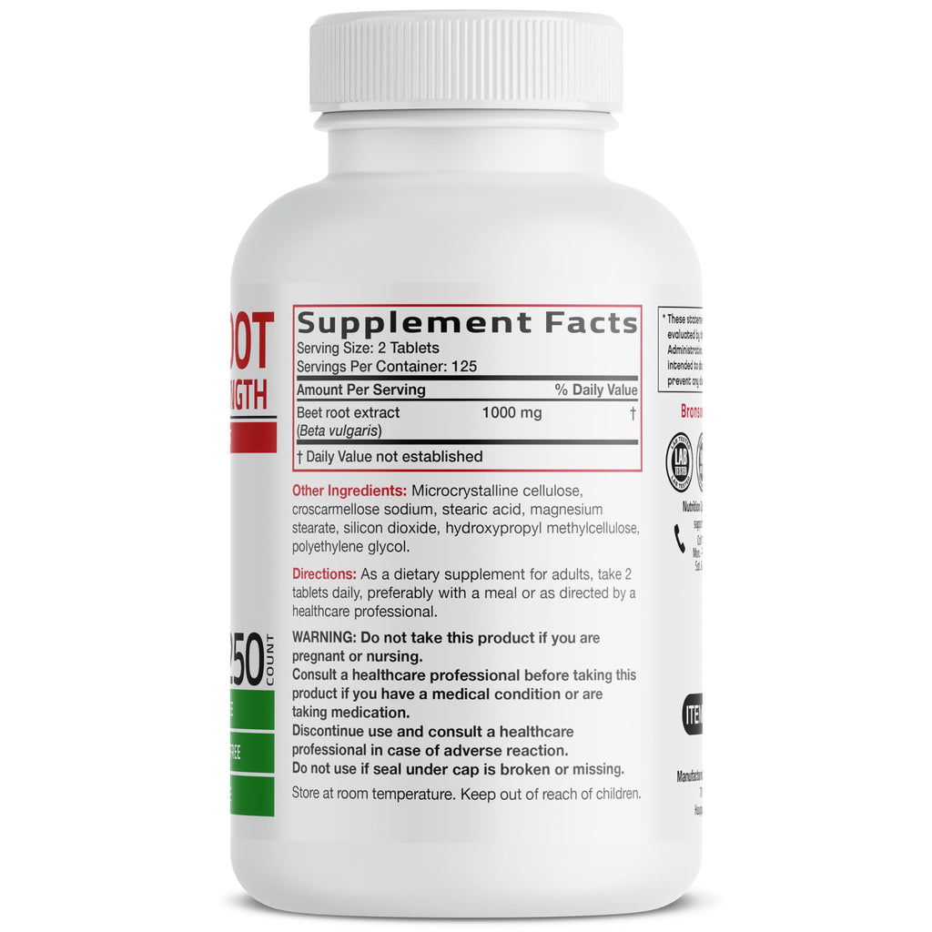 Bronson Beet Root Double Strength, Non-GMO, 250 Vegetarian Tablets
