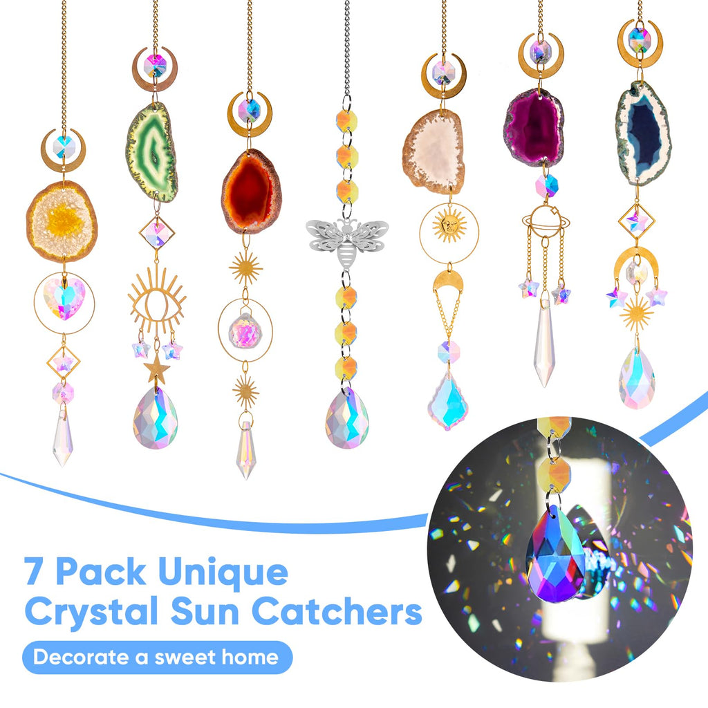BlumWay Crystal Suncatcher, Hanging Suncatchers with Crystals Light, 7 PCS