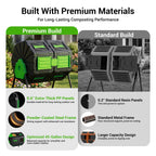 Compost Tumbler, Easy Assemble & Efficient Outdoor Compost Bin, 45 Gallon/170 Liter Large Dual Chamber Rotating Composter for Garden, Kitchen, and Yard Waste, Green Door