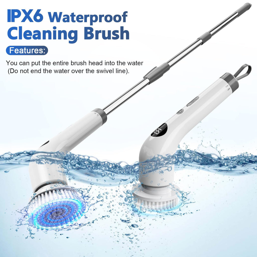 qimedo Electric Spin Scrubber, Rechargeable Handheld Electric Scrubber for Cleaning, Cordless Power Dish Scrubber with 7 Brushes for Bathtub Grout Tile Floor
