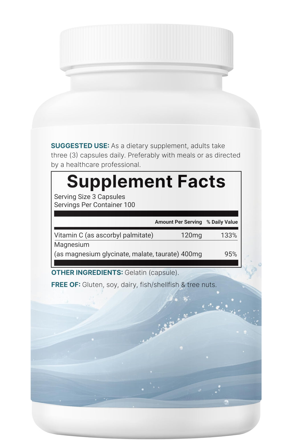 Micro Ingredients Pure Magnesium Complex, 300 Capsules | Triple Magnesium Glycinate, Malate, Taurate with Vitamin C | 100% Chelated | Supports Muscles, Nerves, & Energy | Only Active Ingredients