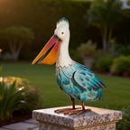 Kircust Pelican Statue Outdoor Bird Sculptures Home Decor Pond Ornaments Metal Yard Art Sculptures for Backyard Porch Patio Pond Decorations