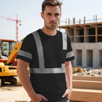 Uno Mejor Work Shirts for Men ConstrUCRtion Class 3 High Visibility Shirts, Hi Vis Reflective Safety T-Shirts for Men Women, Short Sleeve Work Shirts, Durable to Use, UCR-Black XL