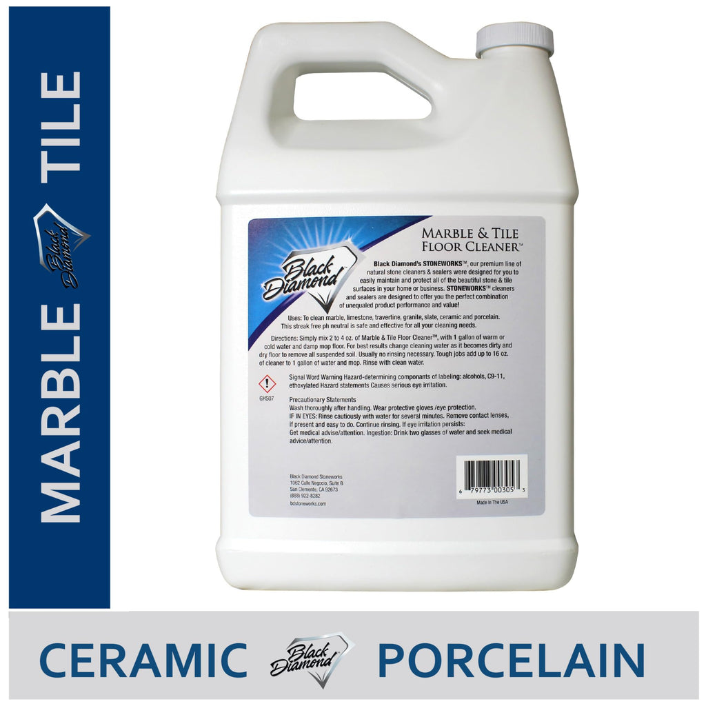 Black Diamond Stoneworks Marble & Tile Cleaner Gallon + Ultimate Grout Cleaner with Brush Quart (2-Pack) – Safe for Natural Stone, Deep Grout and Tile Cleaning to Restores Shine